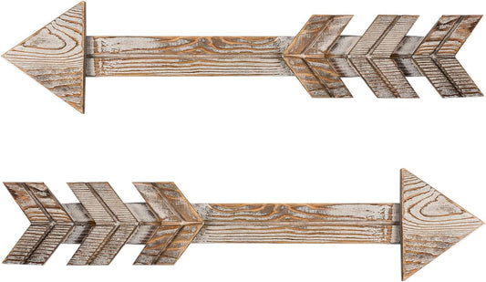 Arrow Decor, Set of 2 Arrows, Rustic Wood Arrow Sign Wall Decor - Decorative Farmhouse Home Wall Hanging Decor